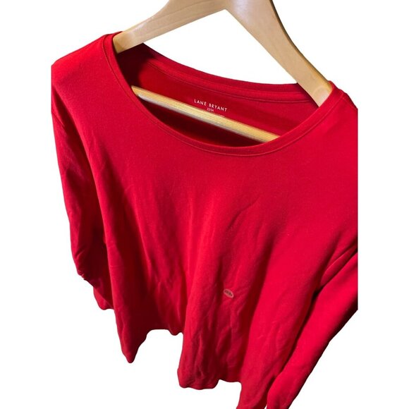 Lane Bryant NWT Red Boat Neck Long Sleeve T Shirt Sz 22 - Picture 4 of 7